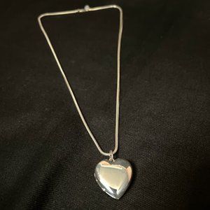 *Vintage* Tiffany & Co Silver Large Heart Locket Necklace with 24 Inch Chain